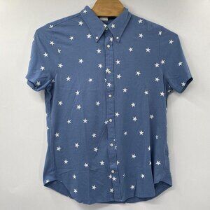 NWT Awesome Brooks Brothers Blue Star Short Sleeve Button Down Shirt Men's L